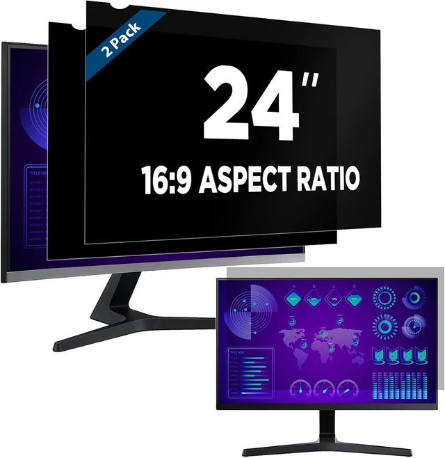 Main image of 2-Pack 24" Computer Privacy Screen Filter for 16:9 Monitor