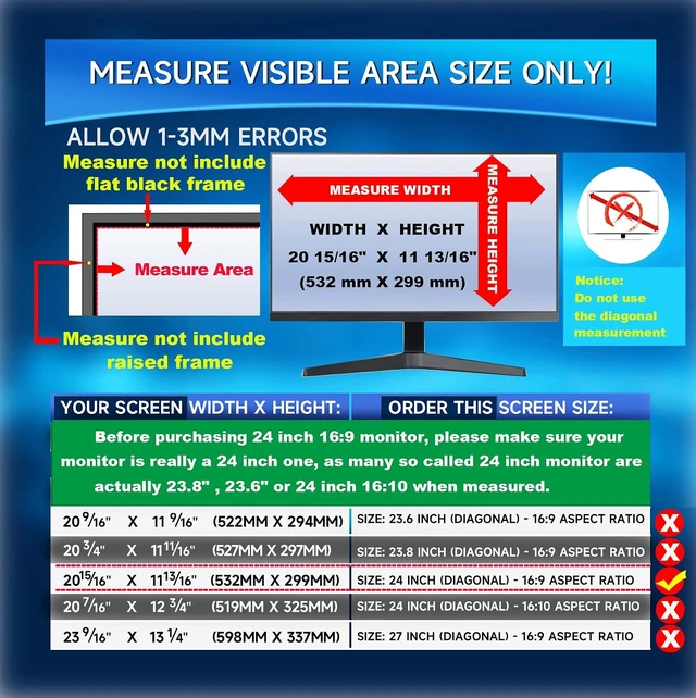 Alt view image 2 of 7 - 2-Pack 24" Computer Privacy Screen Filter for 16:9 Monitor
