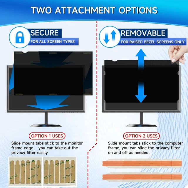 Alt view image 7 of 7 - 2-Pack 24" Computer Privacy Screen Filter for 16:9 Monitor