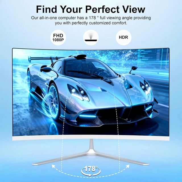 Alt view image 5 of 7 - 23.8" Curved-Screen All-in-One Computer Ultra-Thin Design for Work & Study