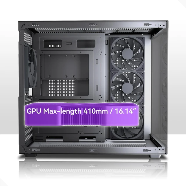 Alt view image 7 of 7 - Y6 ATX Mid-Tower PC Case 4 Non-LED Fans Pre-Installed, Type-C, 270° Full-View Tempered Glass (Black)