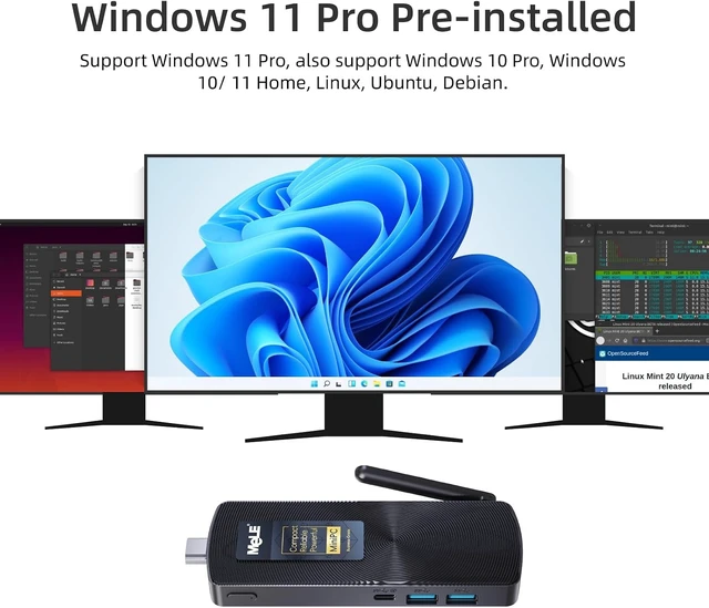 Alt view image 4 of 7 - PCG02 Business-Grade Fanless Mini PC Stick N100, 8GB, 128GB, Win11 Pro