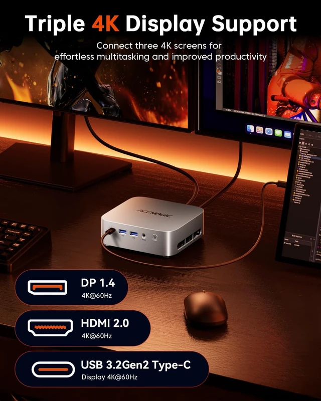 Alt view image 4 of 7 - K1 Mini PC Ryzen 7 7730U, 16GB RAM, 512GB SSD, Win 11 Pro