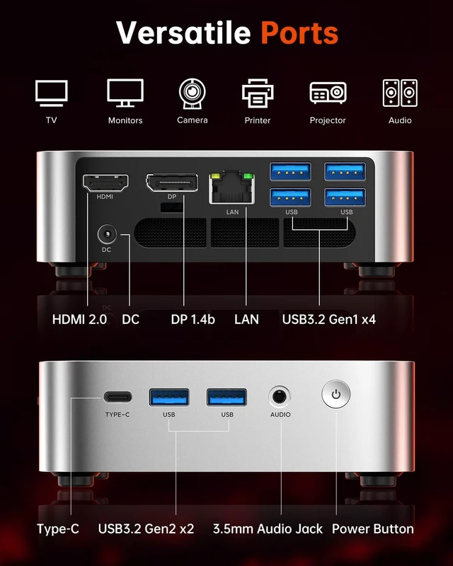Alt view image 7 of 7 - K1 Mini PC Ryzen 7 7730U, 16GB RAM, 512GB SSD, Win 11 Pro
