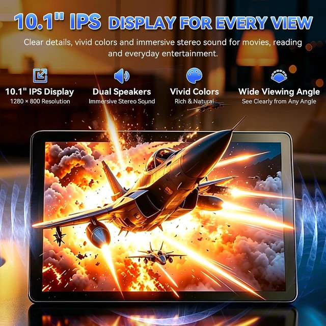 Alt view image 3 of 7 - 2026 10.1" Android 15 Tablet with Keyboard 18GB RAM, 128GB, WiFi (Black)