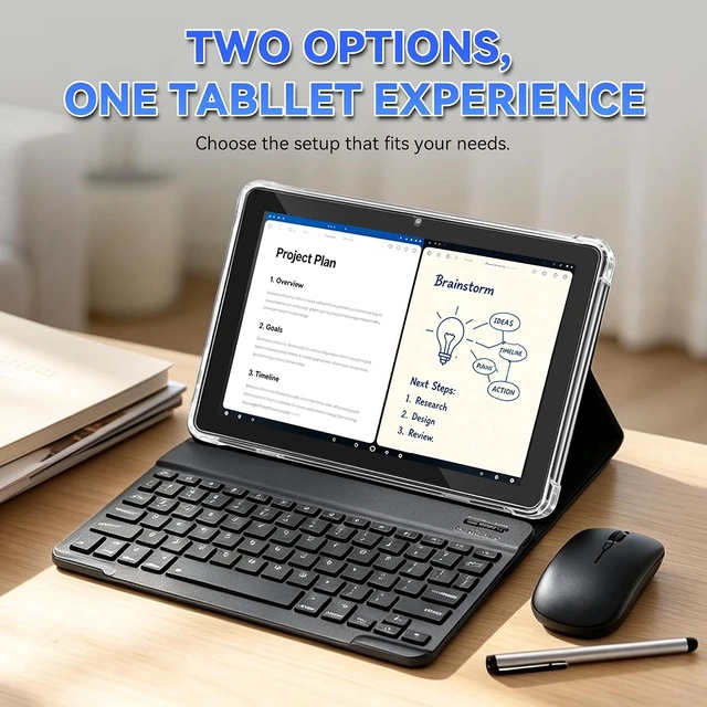 Alt view image 6 of 7 - 2026 10.1" Android 15 Tablet with Keyboard 18GB RAM, 128GB, WiFi (Black)