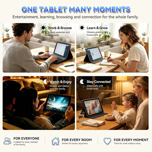 Alt view image 7 of 7 - 2026 10.1" Android 15 Tablet with Keyboard 18GB RAM, 128GB, WiFi (Black)