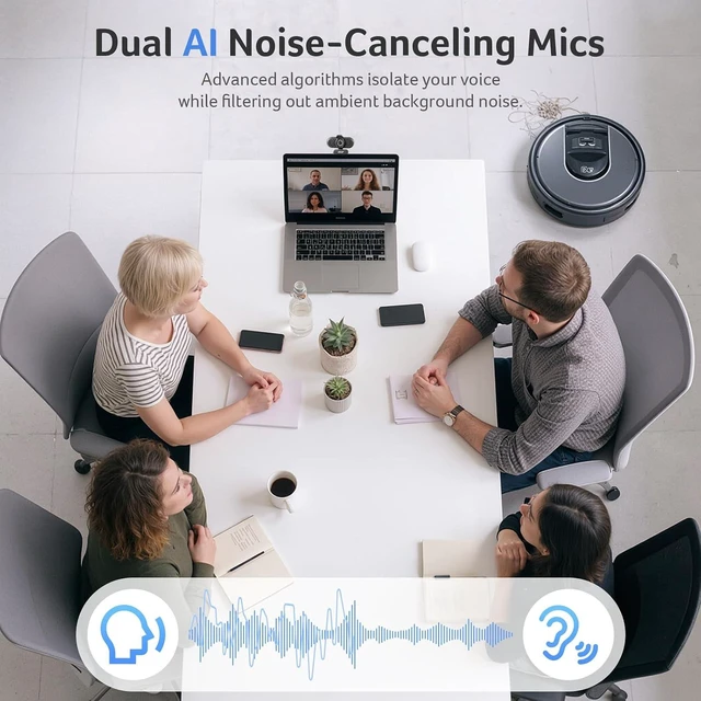Alt view image 4 of 7 - A640 4K Webcam with AI Noise-Cancelling Mic for Streaming & Meetings