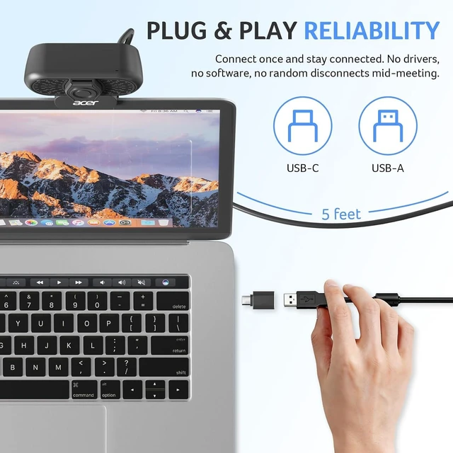 Alt view image 6 of 7 - A640 4K Webcam with AI Noise-Cancelling Mic for Streaming & Meetings