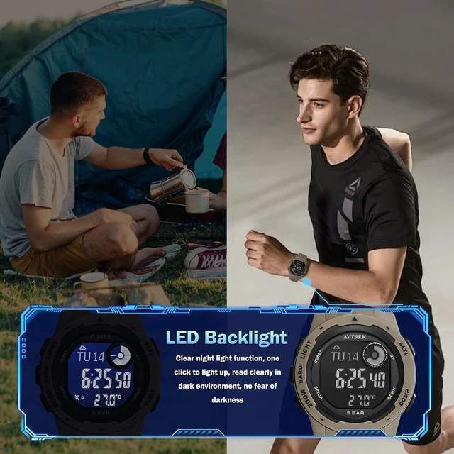 Alt view image 6 of 7 - Tactical Watch with Compass & Pedometer, 50M Waterproof 2003