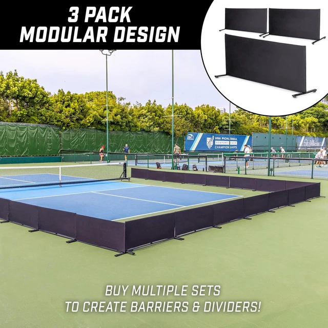 Alt view image 2 of 6 - 3-Pack Pickleball Ball Barrier Brandable or Pre-Branded Court Dividers for Pickleball Courts