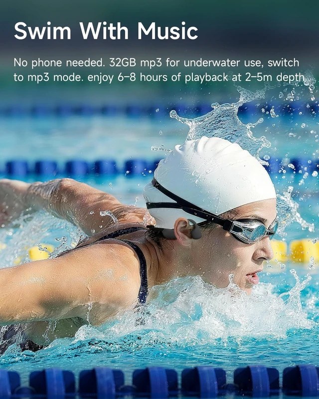 Alt view image 2 of 7 - Bone Conduction Swimming Headphones 32GB MP3 Player Built-In