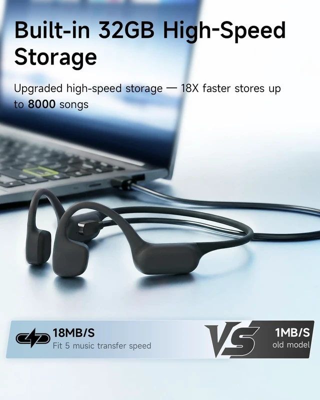 Alt view image 6 of 7 - Bone Conduction Swimming Headphones 32GB MP3 Player Built-In