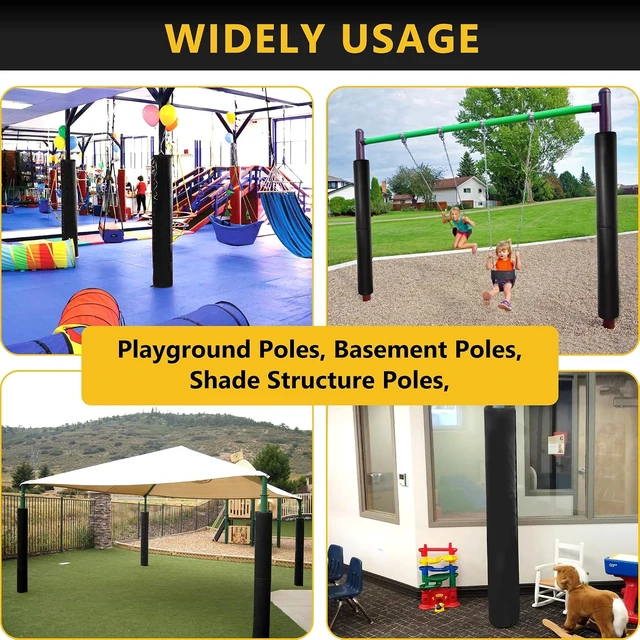 Alt view image 7 of 7 - 6-Foot Tall Round & Square Pole Pad 2" Thick Heavy-Duty Wrap-Around Safety Padding, Fits 2.5"-6.5" Diameter Basketball, Basement, Playground & Garage Poles