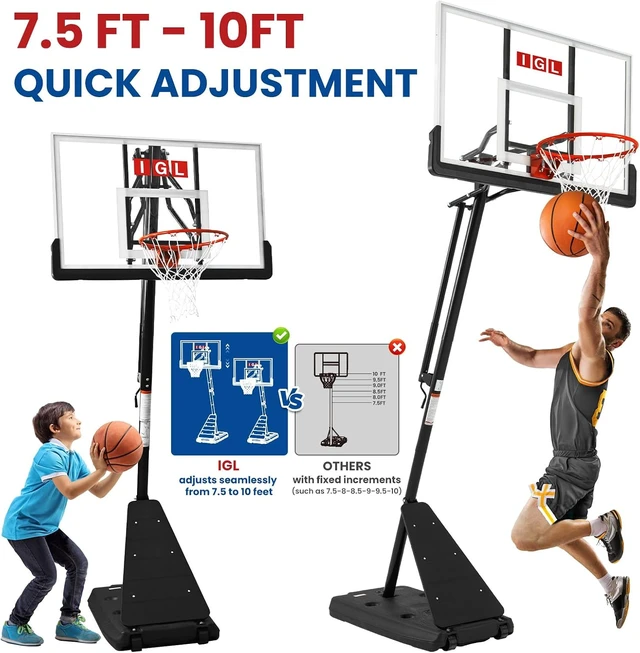 Alt view image 2 of 6 - Outdoor Basketball Hoop with 52" Shatterproof Backboard 10FT Portable Adjustable Basketball Goal System