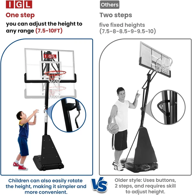 Alt view image 5 of 6 - Outdoor Basketball Hoop with 52" Shatterproof Backboard 10FT Portable Adjustable Basketball Goal System