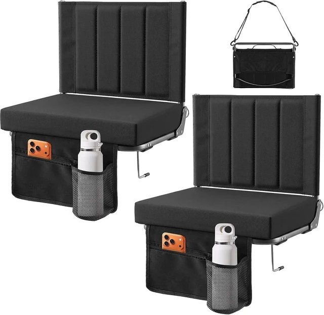 Main image of 2-Pack Stadium Seats with Back Support Padded Bleacher Chairs (Black)
