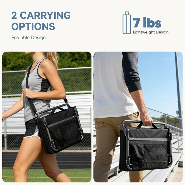 Alt view image 4 of 7 - 2-Pack Stadium Seats with Back Support Padded Bleacher Chairs (Black)