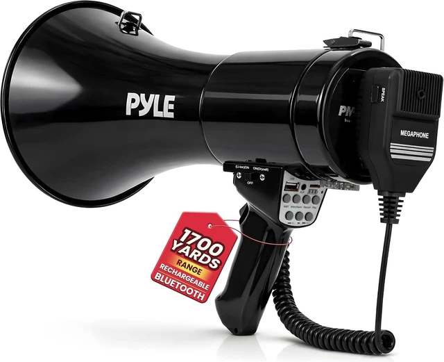 Main image of 50W Portable Megaphone Bullhorn Bluetooth, USB/TF Card Reader, Type-C Rechargeable Battery, 260s Recording Siren, Handheld PA System for Events, Sports, Schools & Crowd Control