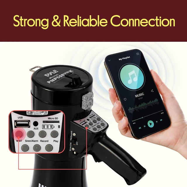Alt view image 3 of 7 - 50W Portable Megaphone Bullhorn Bluetooth, USB/TF Card Reader, Type-C Rechargeable Battery, 260s Recording Siren, Handheld PA System for Events, Sports, Schools & Crowd Control