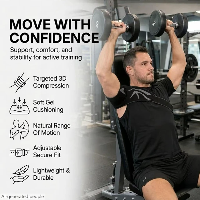 Alt view image 2 of 7 - Shoulder Brace for Men & Women Rotator Cuff Compression Support (L)