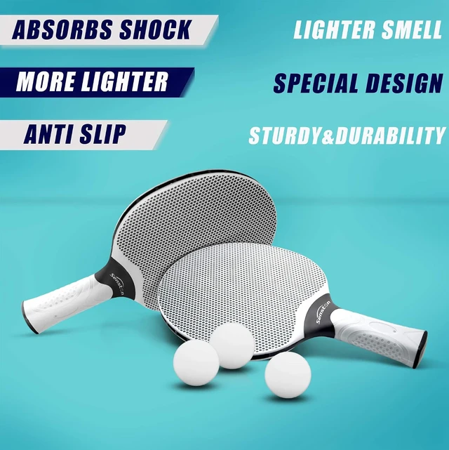 Alt view image 4 of 6 - Table Tennis Rackets Set Professional Ping Pong Paddle Set for 4 Players, Composite Rubber, Indoor or Outdoor Games