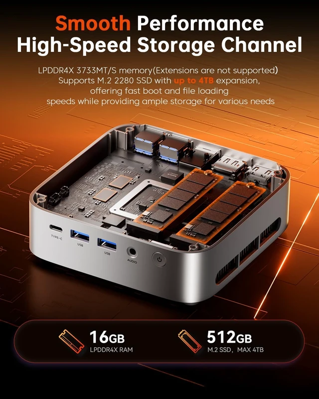 Alt view image 5 of 7 - K1 Mini PC Ryzen 7 7730U, 16GB RAM, 512GB SSD, Win 11 Pro