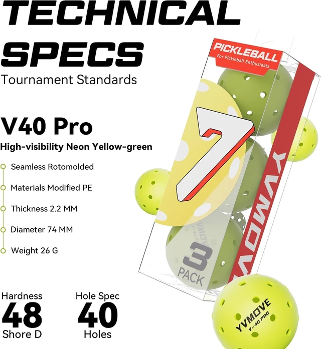 Alt view image 7 of 7 - 40-Hole Outdoor Pickleball Balls Neon Green (3-Pack/12-Pack)