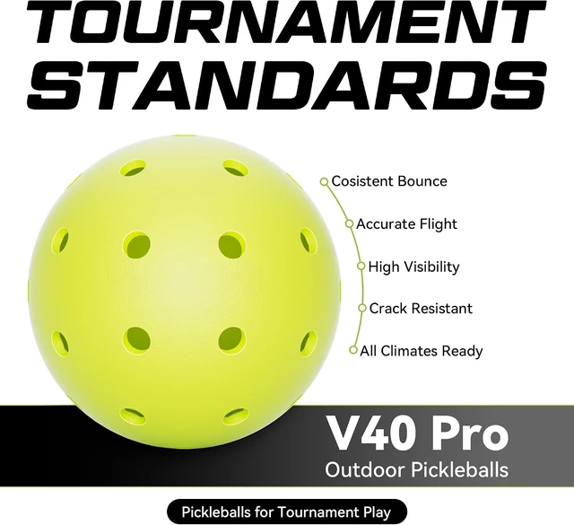 Alt view image 2 of 7 - 40-Hole Outdoor Pickleball Balls Neon Green (3-Pack/12-Pack)