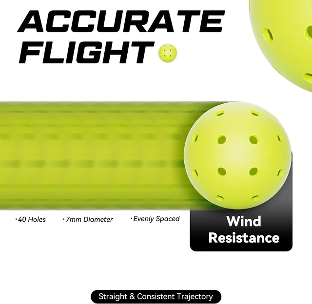 Alt view image 3 of 7 - 40-Hole Outdoor Pickleball Balls Neon Green (3-Pack/12-Pack)