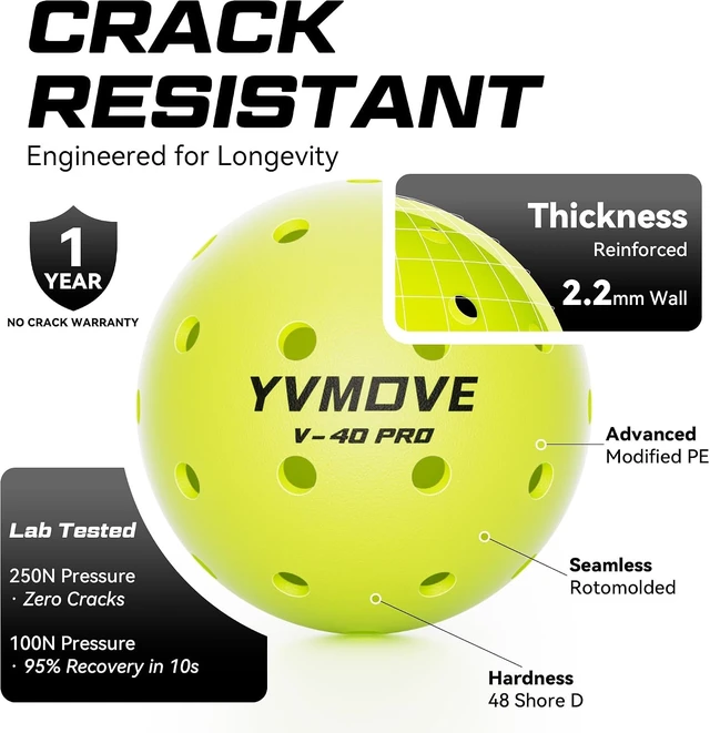 Alt view image 4 of 7 - 40-Hole Outdoor Pickleball Balls Neon Green (3-Pack/12-Pack)