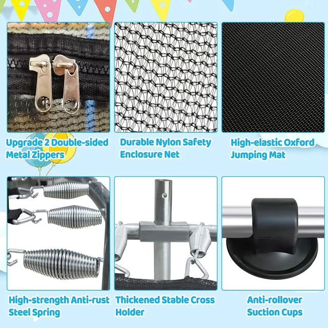Alt view image 3 of 7 - 55" Toddler Trampoline for Kids Ages 1-8 Small Indoor/Outdoor Trampoline