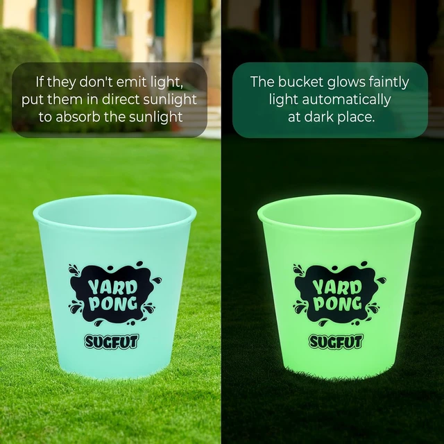 Alt view image 4 of 6 - Glow-in-the-Dark Yard Pong Outdoor Game 12 Buckets & 6 Balls, Backyard Toss Game for Adults, Family & Kids