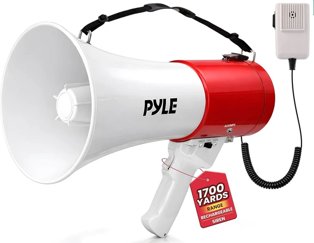 Main image of 50W Portable Megaphone Bullhorn Speaker Alarm Siren, Volume up to 1700 Yards, Aux Input, USB/TF Playback, Lightweight for Indoor/Outdoor Sports & Emergency Drills