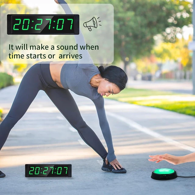 Alt view image 3 of 6 - Gym Timer Clock Large Digital Stopwatch Countdown Clock with Stopwatch Button, 12/24H Wall Clock for Home Gym