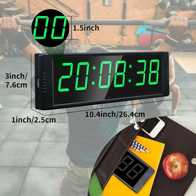 Alt view image 5 of 6 - Gym Timer Clock Large Digital Stopwatch Countdown Clock with Stopwatch Button, 12/24H Wall Clock for Home Gym