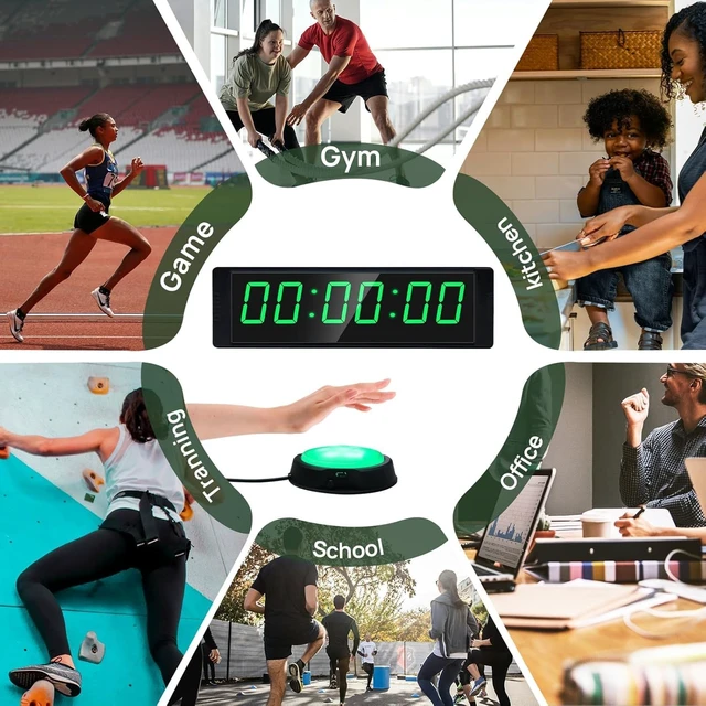 Alt view image 6 of 6 - Gym Timer Clock Large Digital Stopwatch Countdown Clock with Stopwatch Button, 12/24H Wall Clock for Home Gym