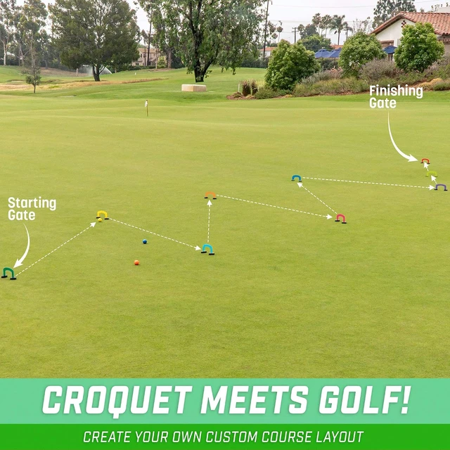 Alt view image 4 of 5 - Putt-Thru Croquet Putting Game 9 Gates & 4 Golf Balls