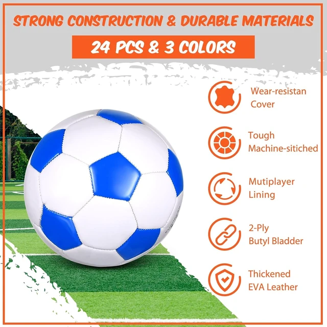 Alt view image 4 of 7 - 24-Pack Deflated Soccer Balls with Pump Bulk Official Size World Soccer Ball for Back to School, Teen/Adult/Kid Indoor-Outdoor Training & Charity Donation Gift