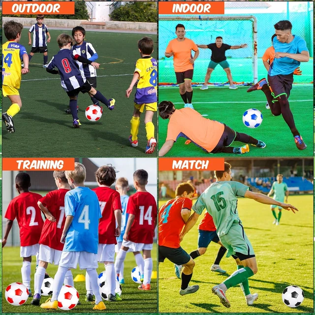 Alt view image 5 of 7 - 24-Pack Deflated Soccer Balls with Pump Bulk Official Size World Soccer Ball for Back to School, Teen/Adult/Kid Indoor-Outdoor Training & Charity Donation Gift