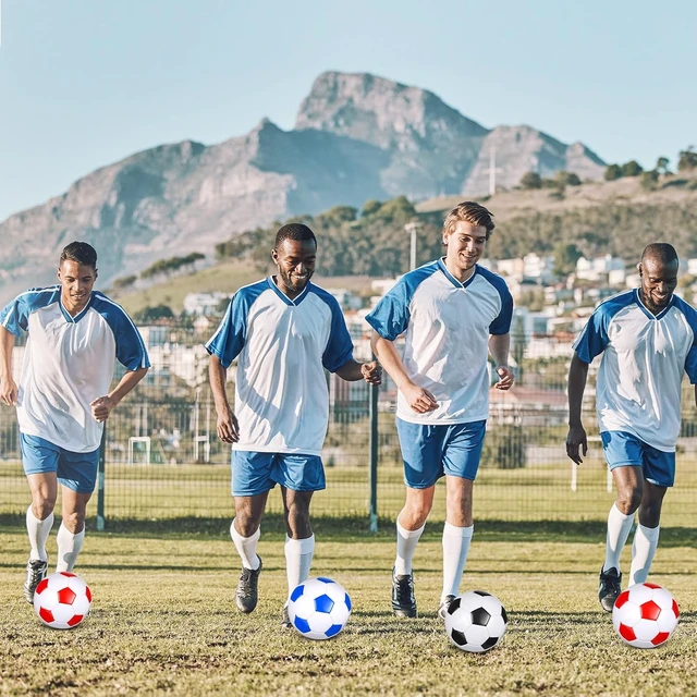 Alt view image 7 of 7 - 24-Pack Deflated Soccer Balls with Pump Bulk Official Size World Soccer Ball for Back to School, Teen/Adult/Kid Indoor-Outdoor Training & Charity Donation Gift