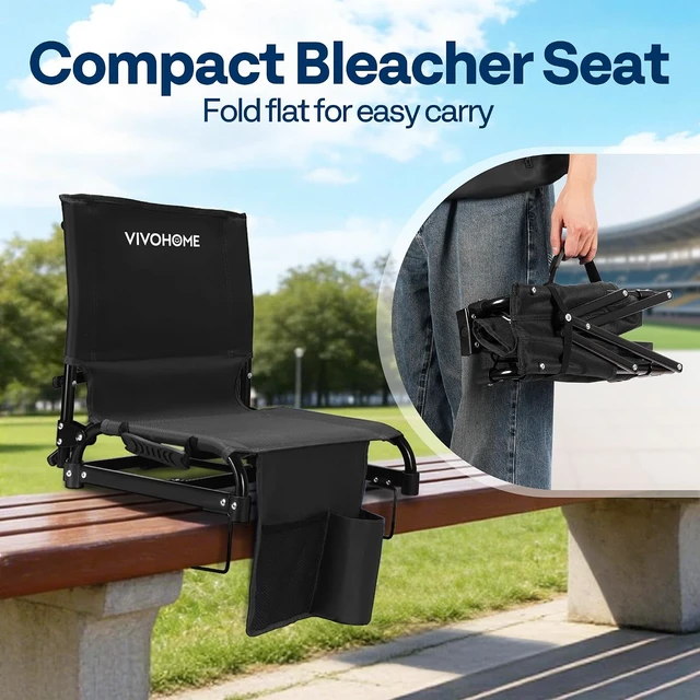 Alt view image 2 of 7 - Folding Stadium Seats with Back Support Ultra-Compact