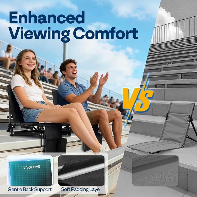 Alt view image 4 of 7 - Folding Stadium Seats with Back Support Ultra-Compact
