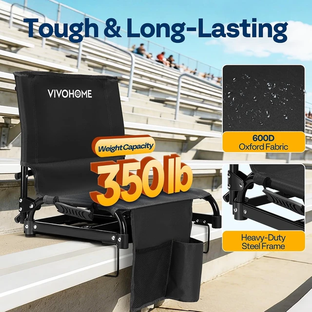 Alt view image 6 of 7 - Folding Stadium Seats with Back Support Ultra-Compact