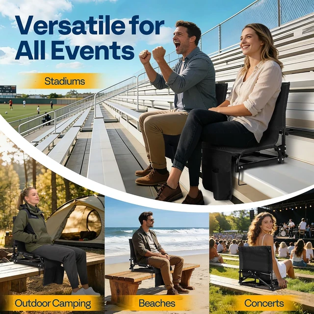 Alt view image 7 of 7 - Folding Stadium Seats with Back Support Ultra-Compact