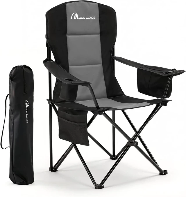 Main image of Oversized Folding Camping Chairs Portable Heavy-Duty Outdoor Padded High-Back Chair with Cup Holder, Cooler Bag, Lumbar Support & Side Pocket for Beach, Lawn, Picnic, Backpacking, Fishing