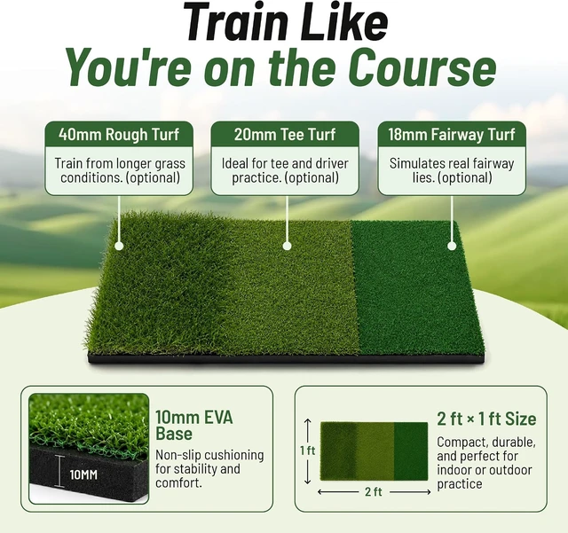 Alt view image 6 of 7 - 10x7ft Golf Hitting Net for Backyard Practice Tri-Turf Mat, Multi-Target Zones, Carry Bag