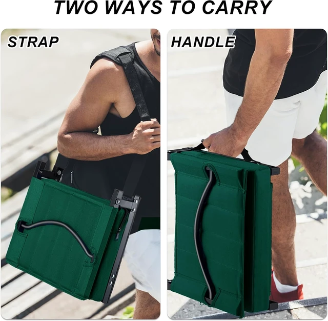 Alt view image 6 of 7 - Stadium Seat for Bleachers Back Support & Cushion, Shoulder Strap & Cup Holder, Padded Portable Folding Chair for Sports Events (Green, 1pcs)