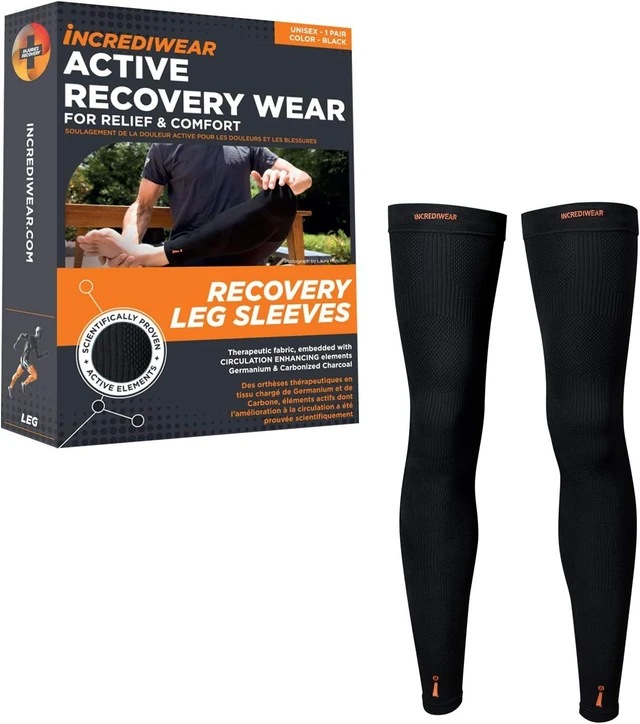 Main image of Leg Sleeve 2-Pack Full-Length Long Sleeve for Leg Pain Relief & Muscle Recovery, Reduces Swelling & Inflammation, Promotes Circulation for Men & Women (Black, Medium)