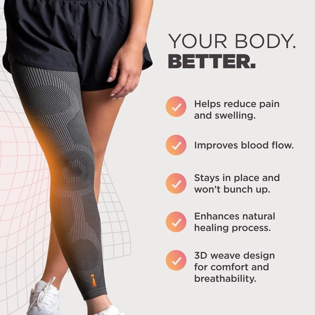Alt view image 4 of 7 - Leg Sleeve 2-Pack Full-Length Long Sleeve for Leg Pain Relief & Muscle Recovery, Reduces Swelling & Inflammation, Promotes Circulation for Men & Women (Black, Medium)